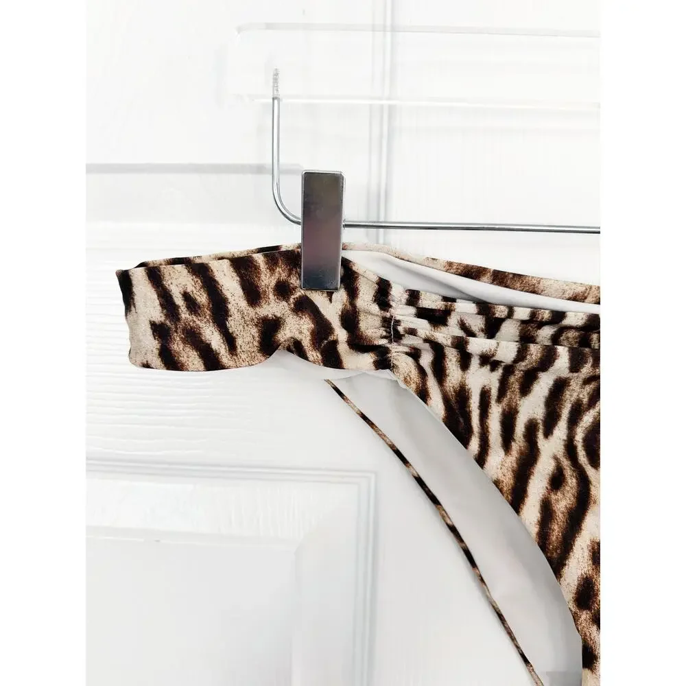 Monday Swimwear Leopard Bikini Bottom Size V Ruched Cheeky Animal Print Mob Wife